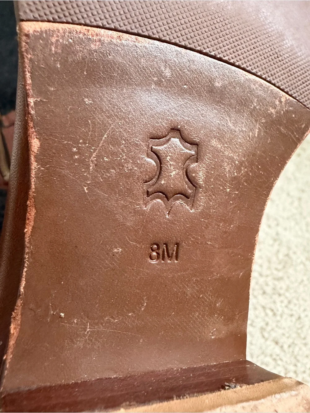 Tory Burch Blaire Low Heel Tall Riding Boots Brown Leather Gray Women's Size 8 M